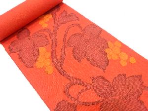 アンティーク　三幸織物製　手織り真綿紬　葡萄模様織り出し　名古屋帯反物